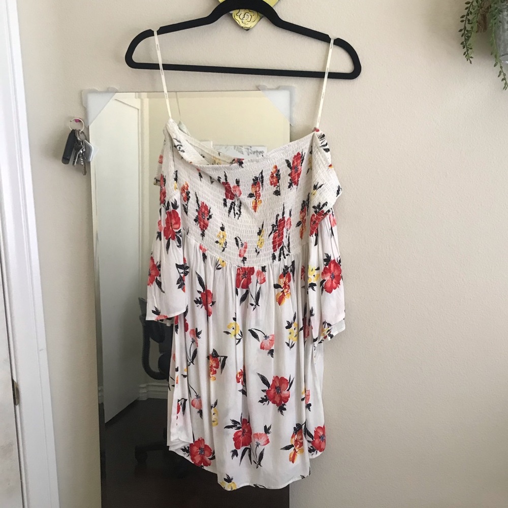 floral off the shoulder dress!